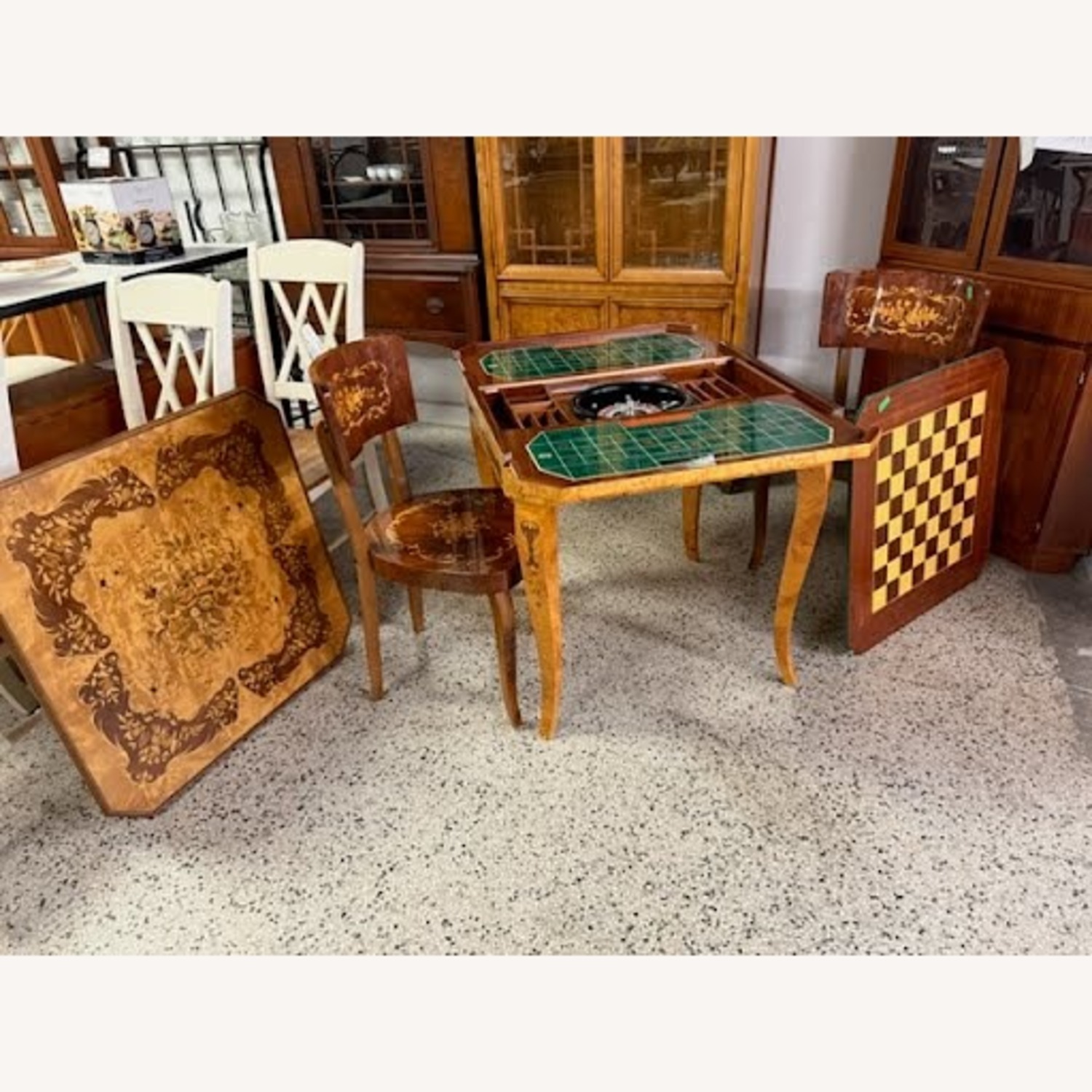 Vintage/Antique Italian Game Table with 2 Chairs - image-10