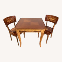 Vintage/Antique Italian Game Table with 2 Chairs