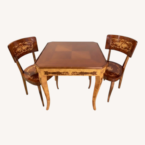 Used Vintage/Antique Italian Game Table with 2 Chairs for sale on AptDeco
