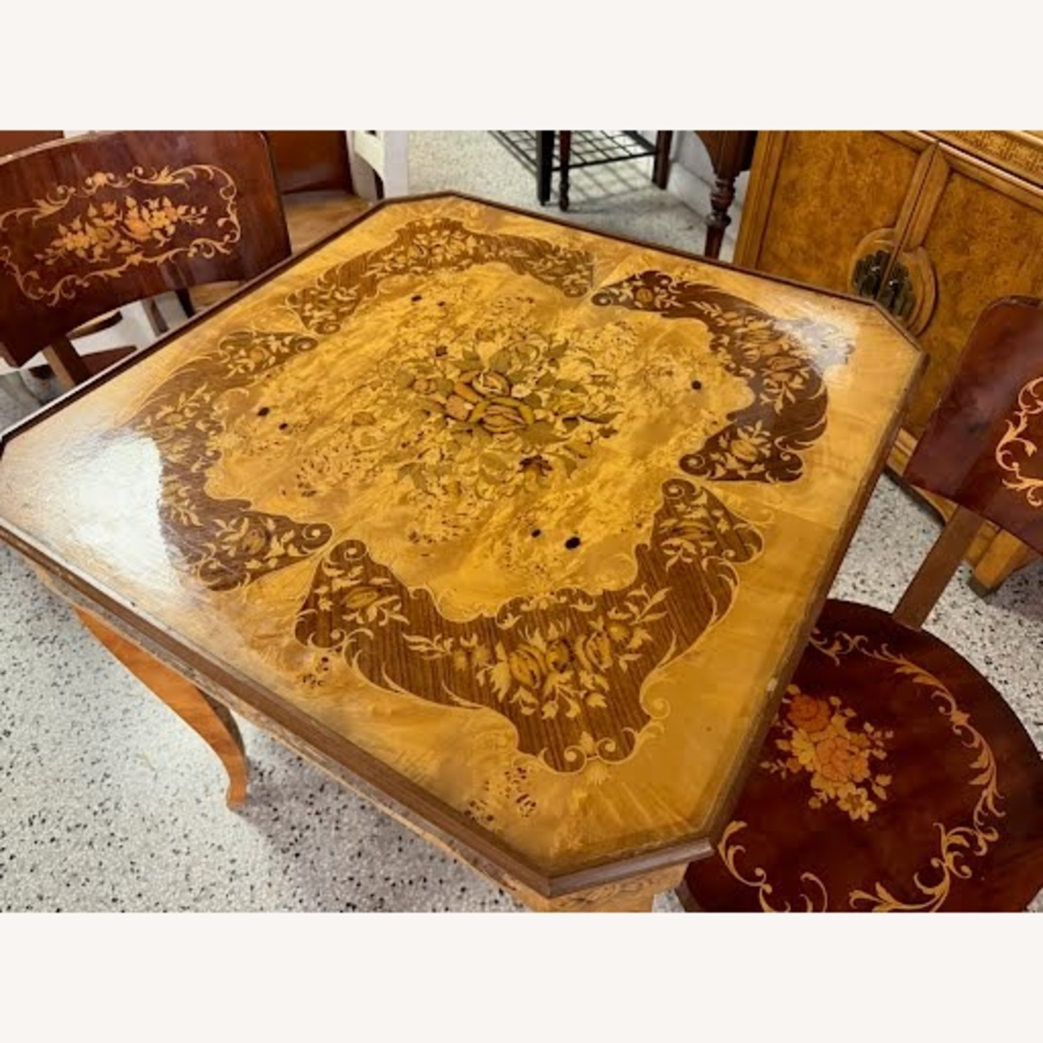 Vintage/Antique Italian Game Table with 2 Chairs - image-14