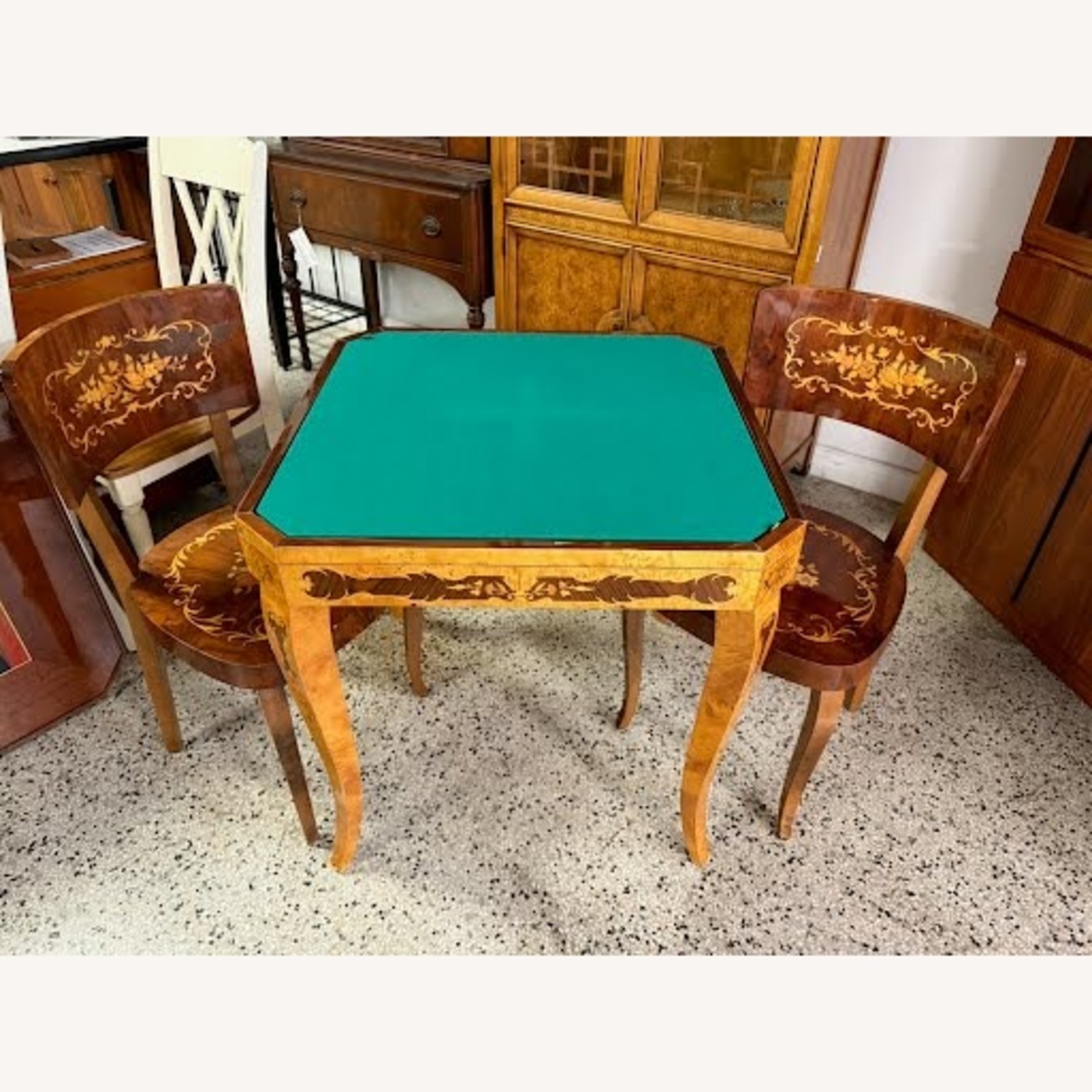 Vintage/Antique Italian Game Table with 2 Chairs - image-2