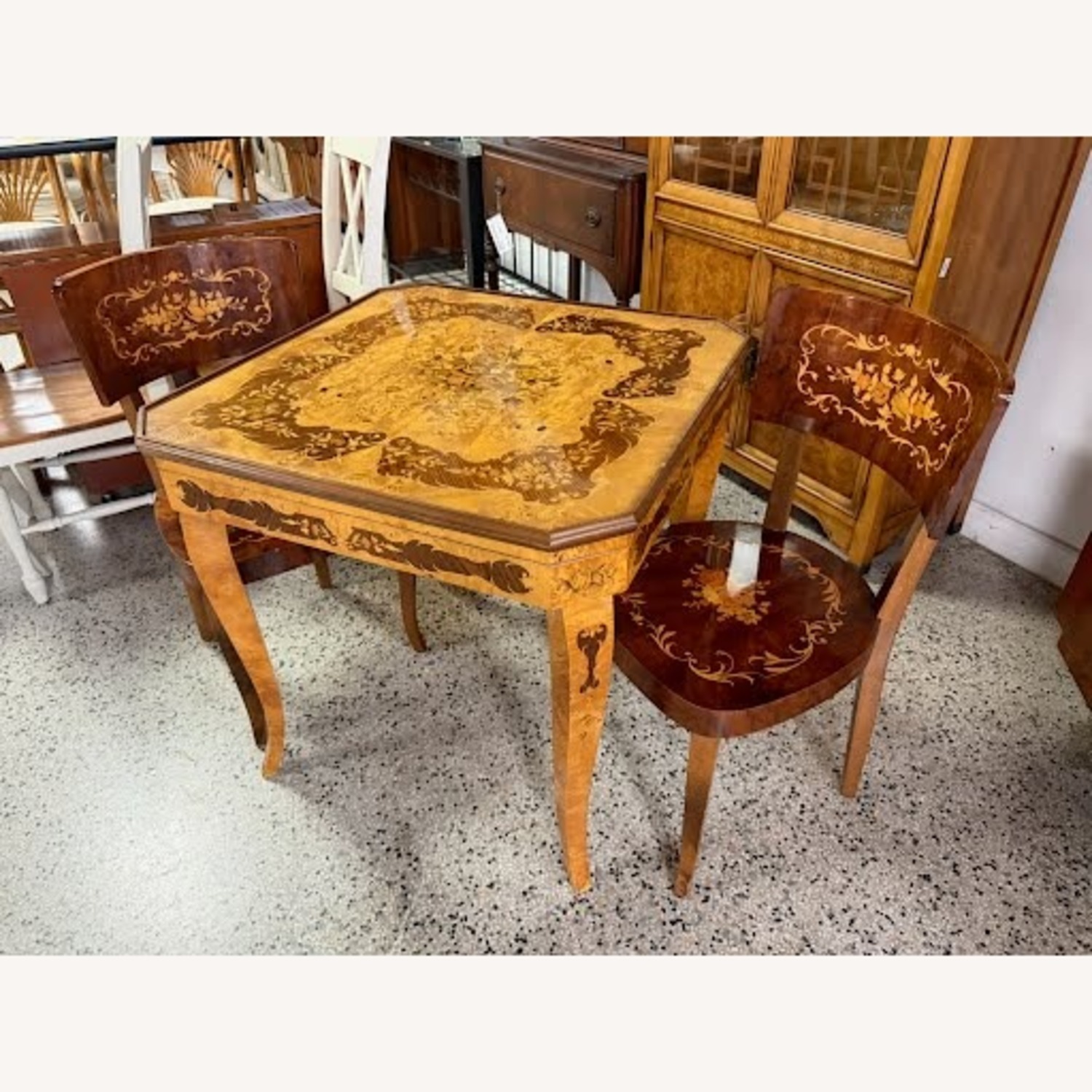 Vintage/Antique Italian Game Table with 2 Chairs - image-15
