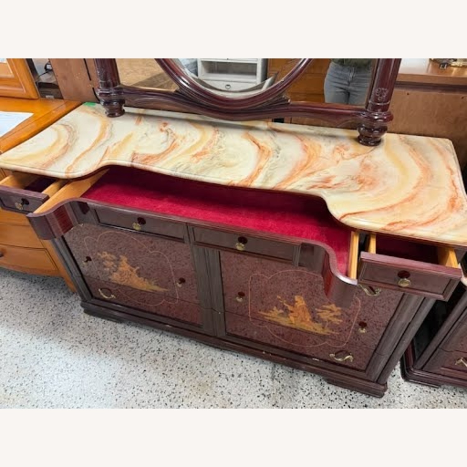 Vintage/Antique Italian Wood Dresser W Mirror - image-8