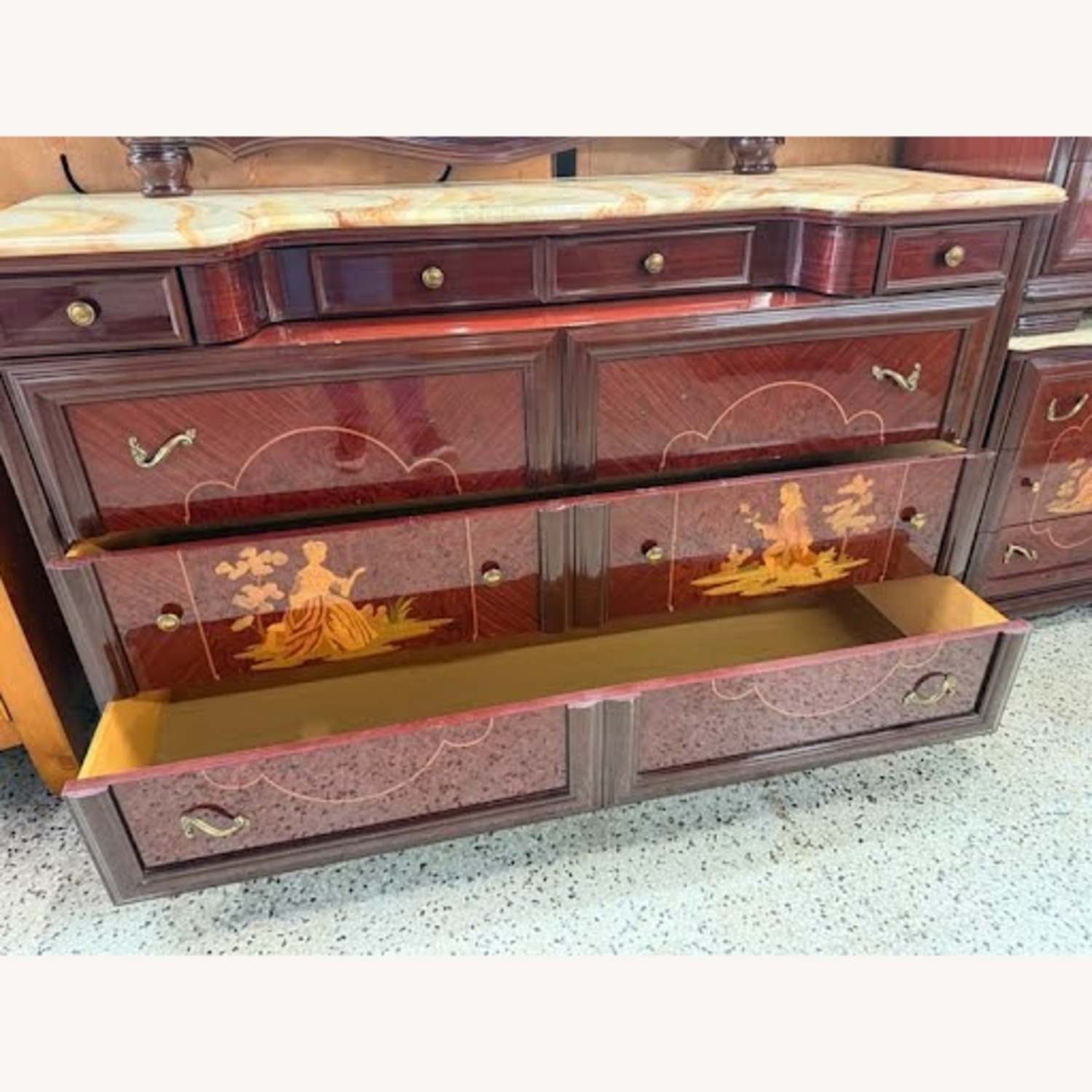 Vintage/Antique Italian Wood Dresser W Mirror - image-6