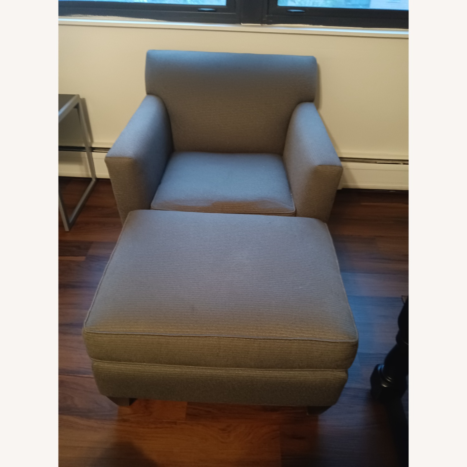Light Grey Chair And Ottoman - image-1