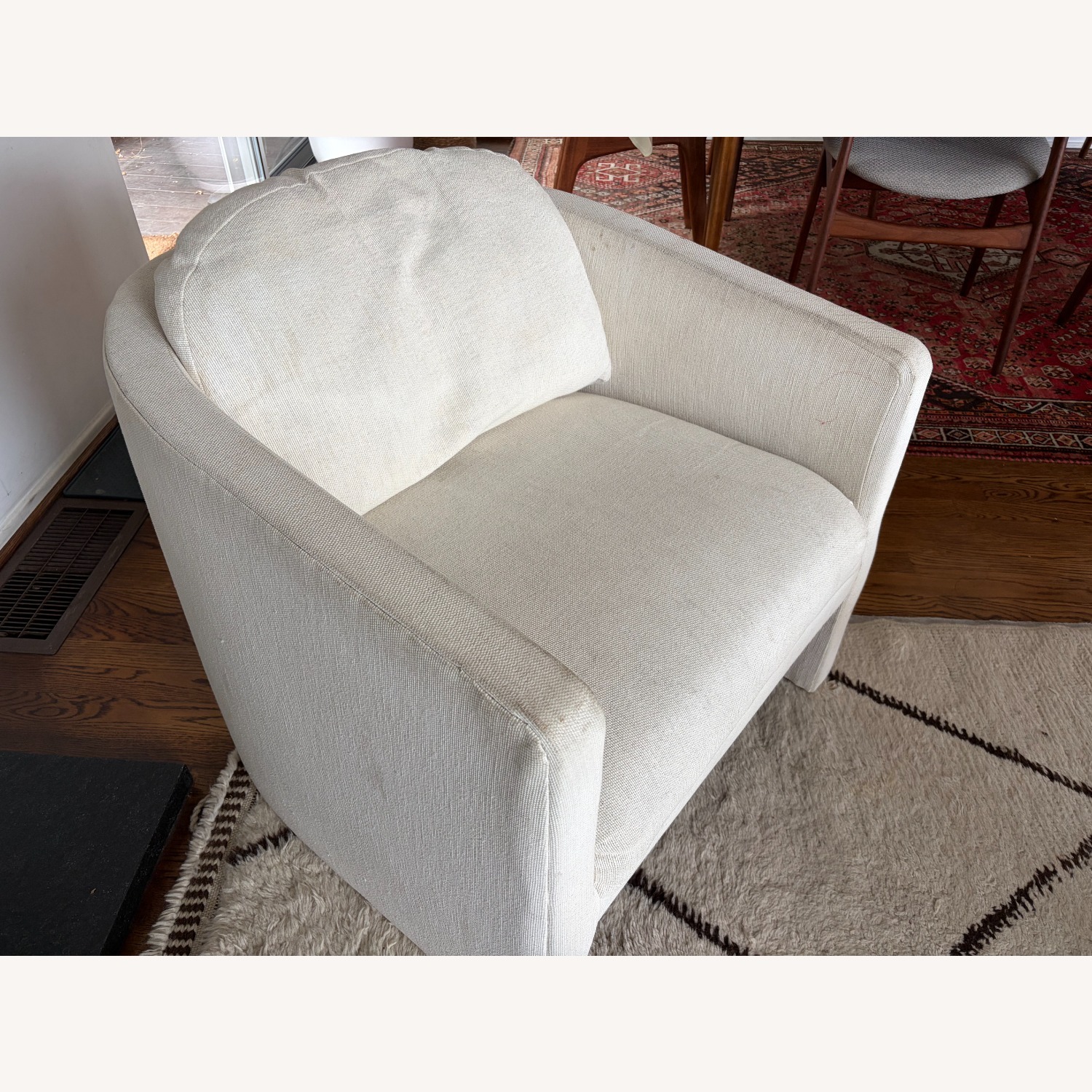 Vintage Ivory Upholstered Barrel Chair - image-15