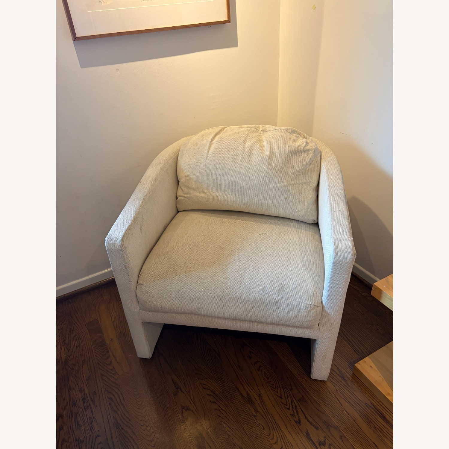 Vintage Ivory Upholstered Barrel Chair - image-7