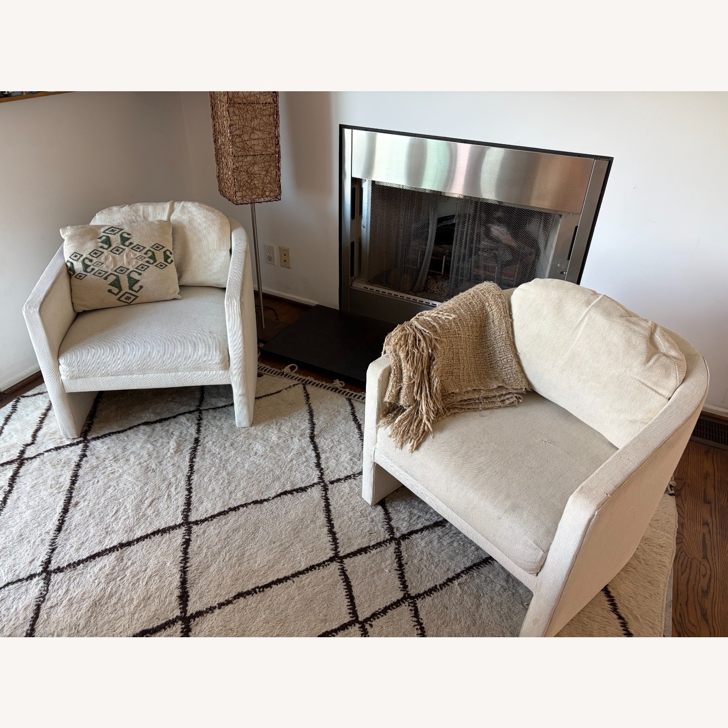 Vintage Ivory Upholstered Barrel Chairs - image-0