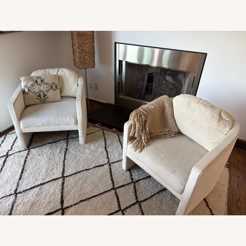 Used Vintage Ivory Upholstered Barrel Chairs for sale on AptDeco