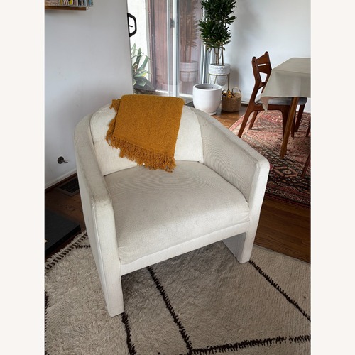 Used Vintage Ivory Upholstered Barrel Chair for sale on AptDeco