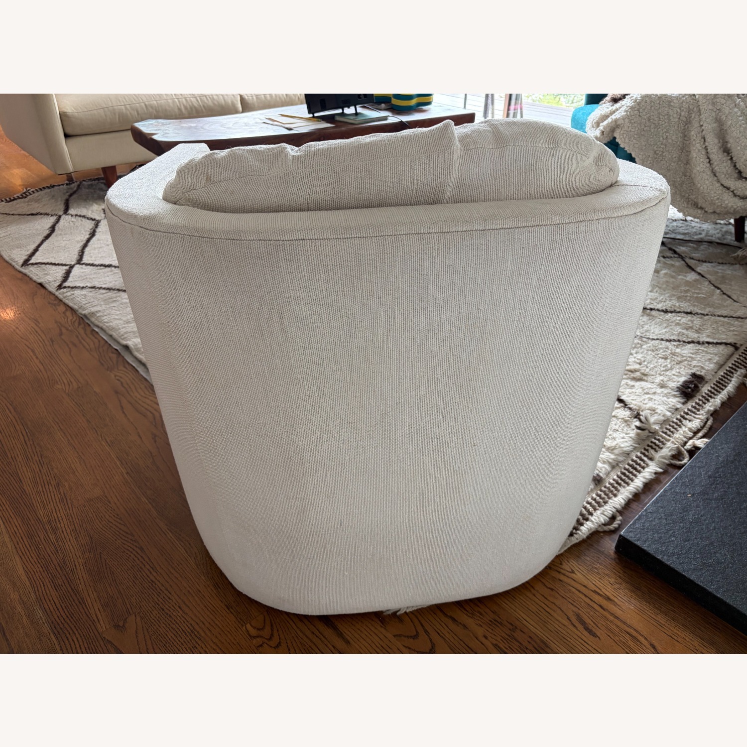 Vintage Ivory Upholstered Barrel Chair - image-5