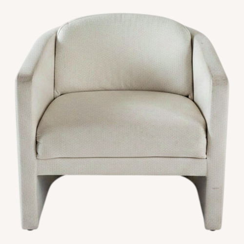 Used Vintage Ivory Upholstered Barrel Chair for sale on AptDeco