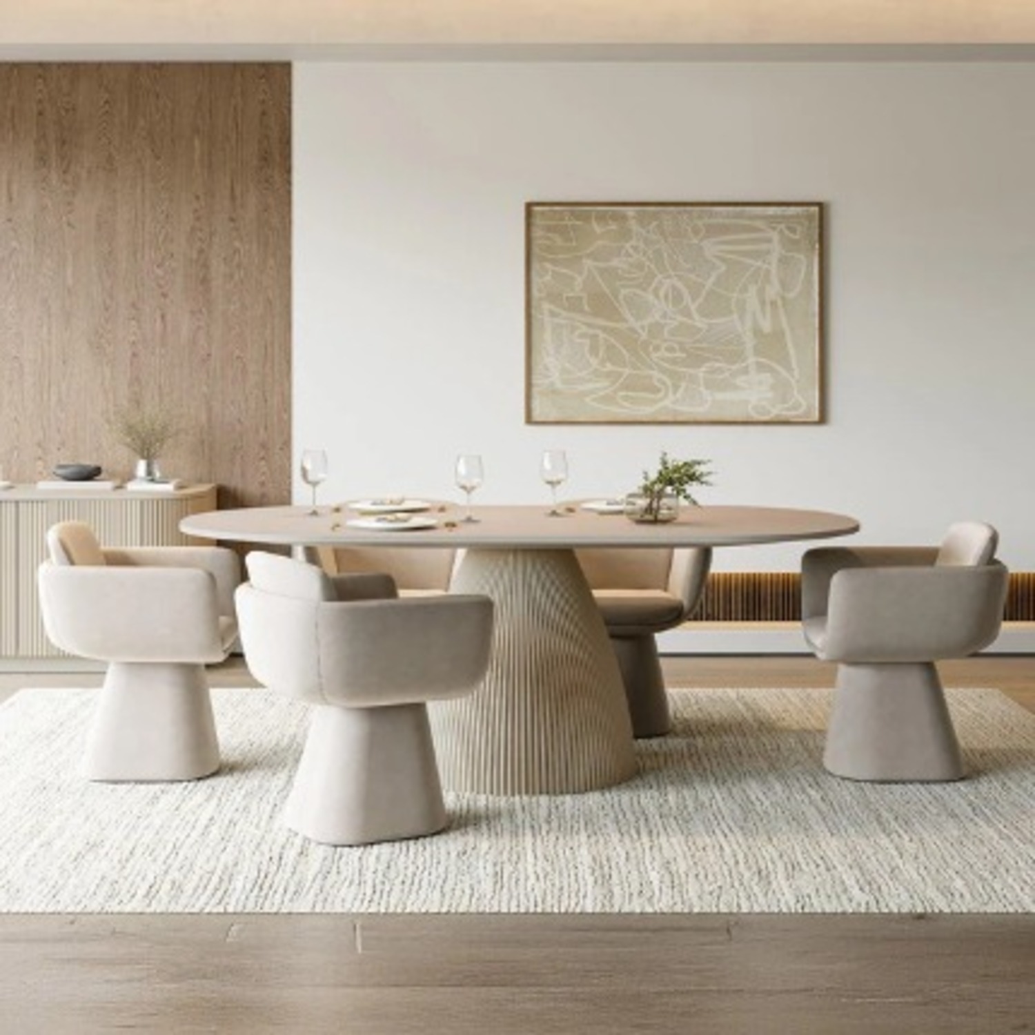 Modani Rune Swivel Dining Chairs in Beige - image-3