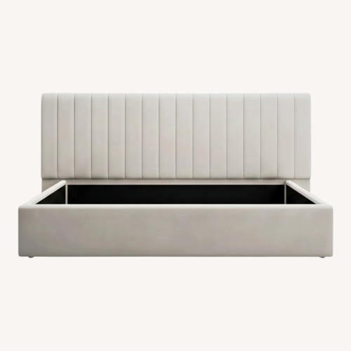 Used Modani Rune King Bed in Beige Velvet for sale on AptDeco