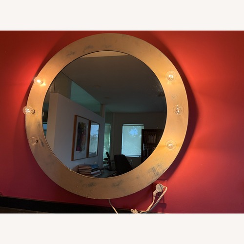 Used Vintage Hollywood Regency Mirror w Exposed Bulbs for sale on AptDeco