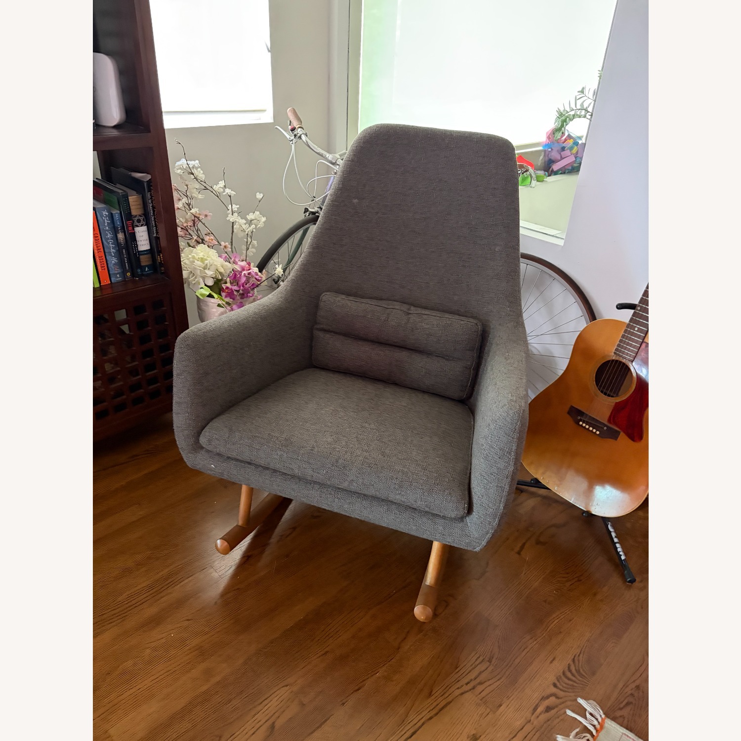 CB2 Saic Quantam Charcoal Grey Rocking Chair - image-1
