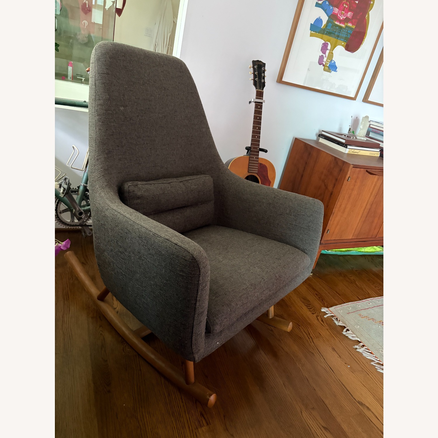 CB2 Saic Quantam Charcoal Grey Rocking Chair - image-2