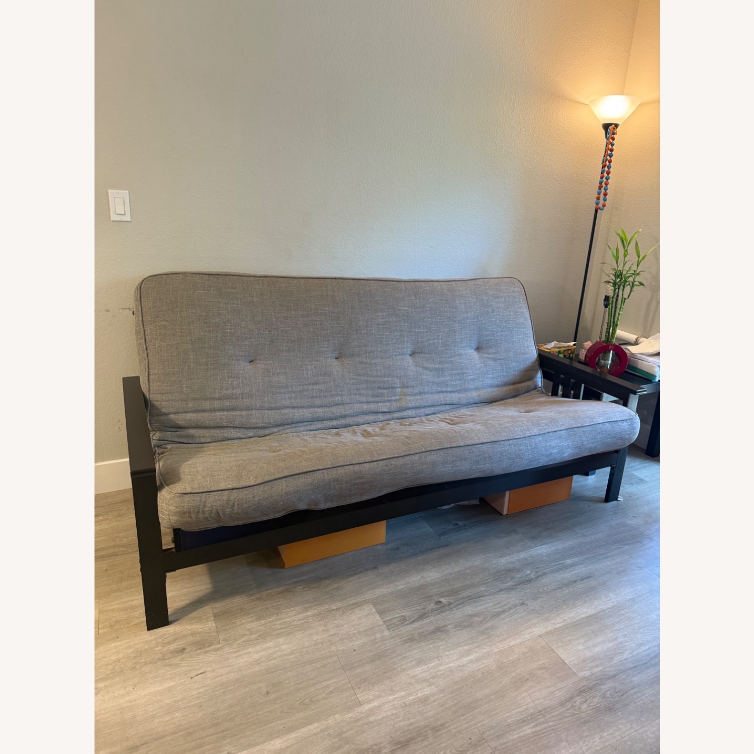 Amazon Light Gray Fabric Futon - image-3