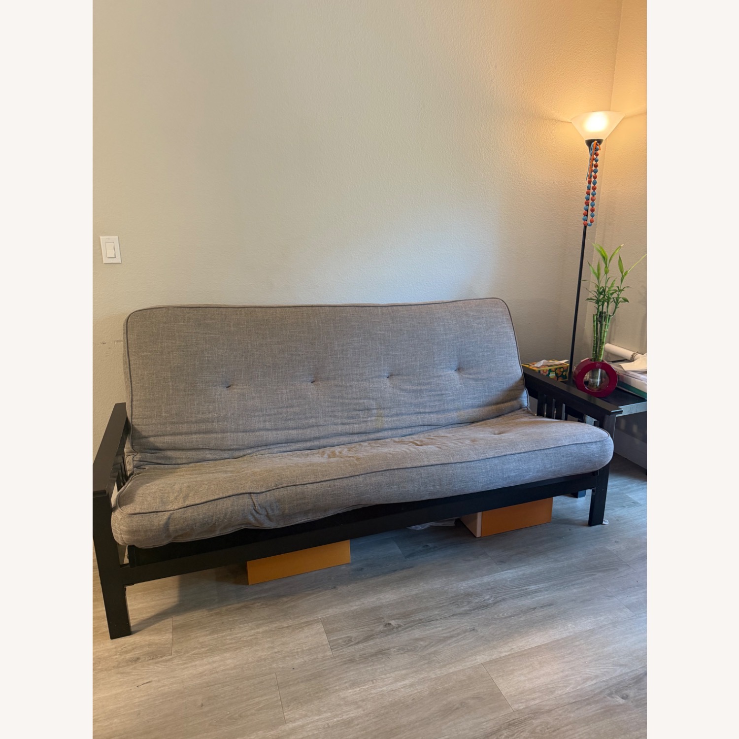 Amazon Light Gray Fabric Futon - image-1