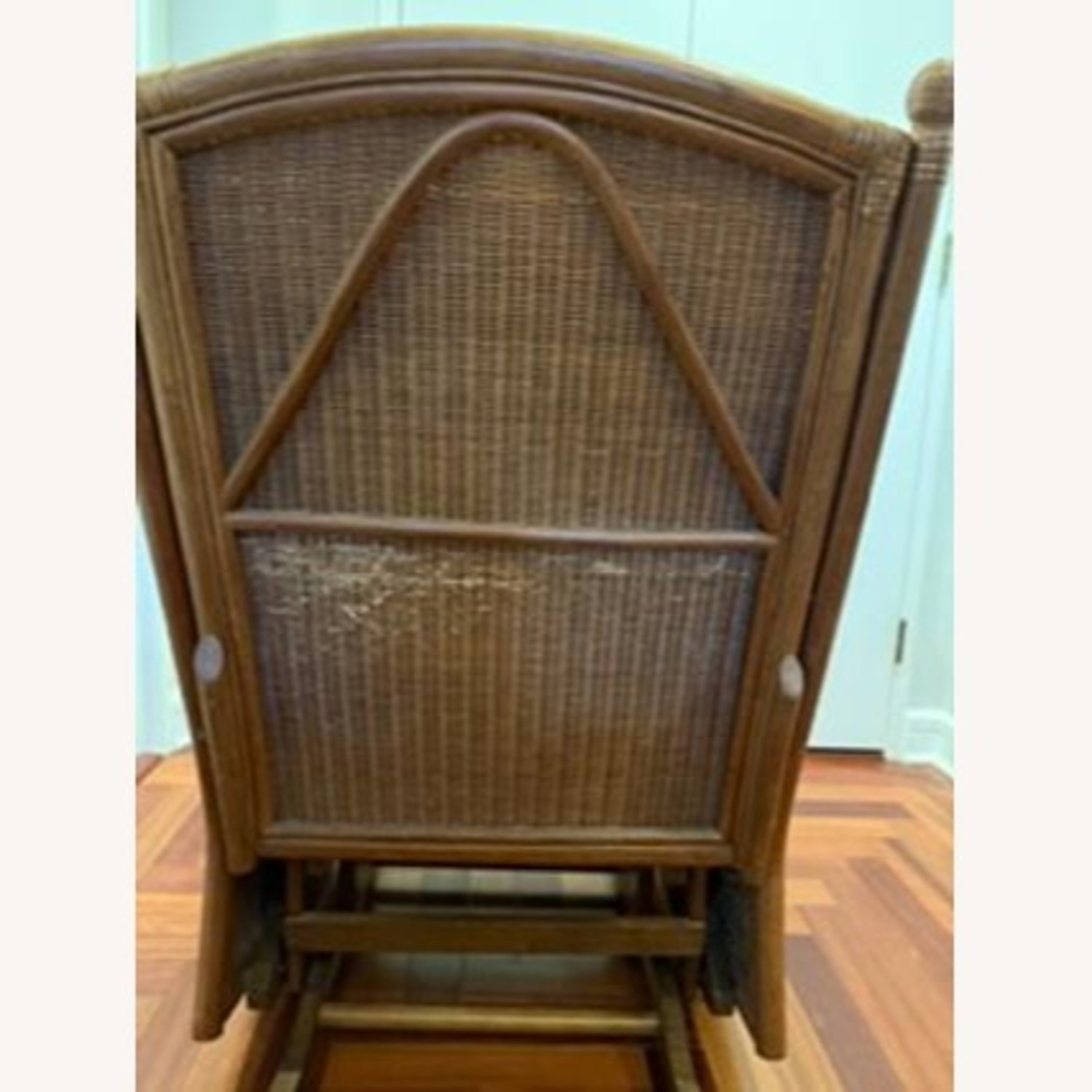 Light Brown Rattan Rocker Chair, Ottomon, Cushions - image-3