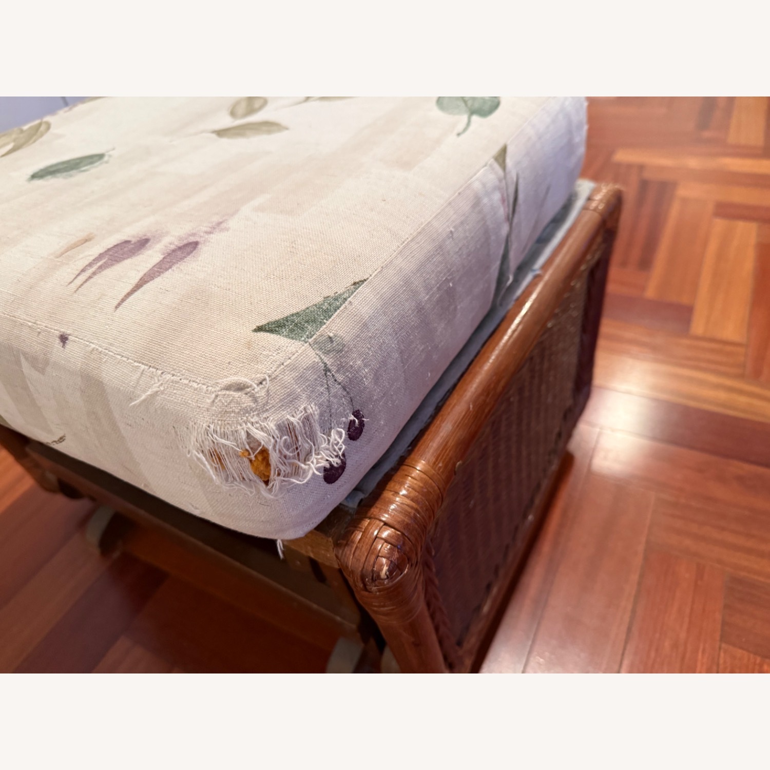 Light Brown Rattan Rocker Chair, Ottomon, Cushions - image-8