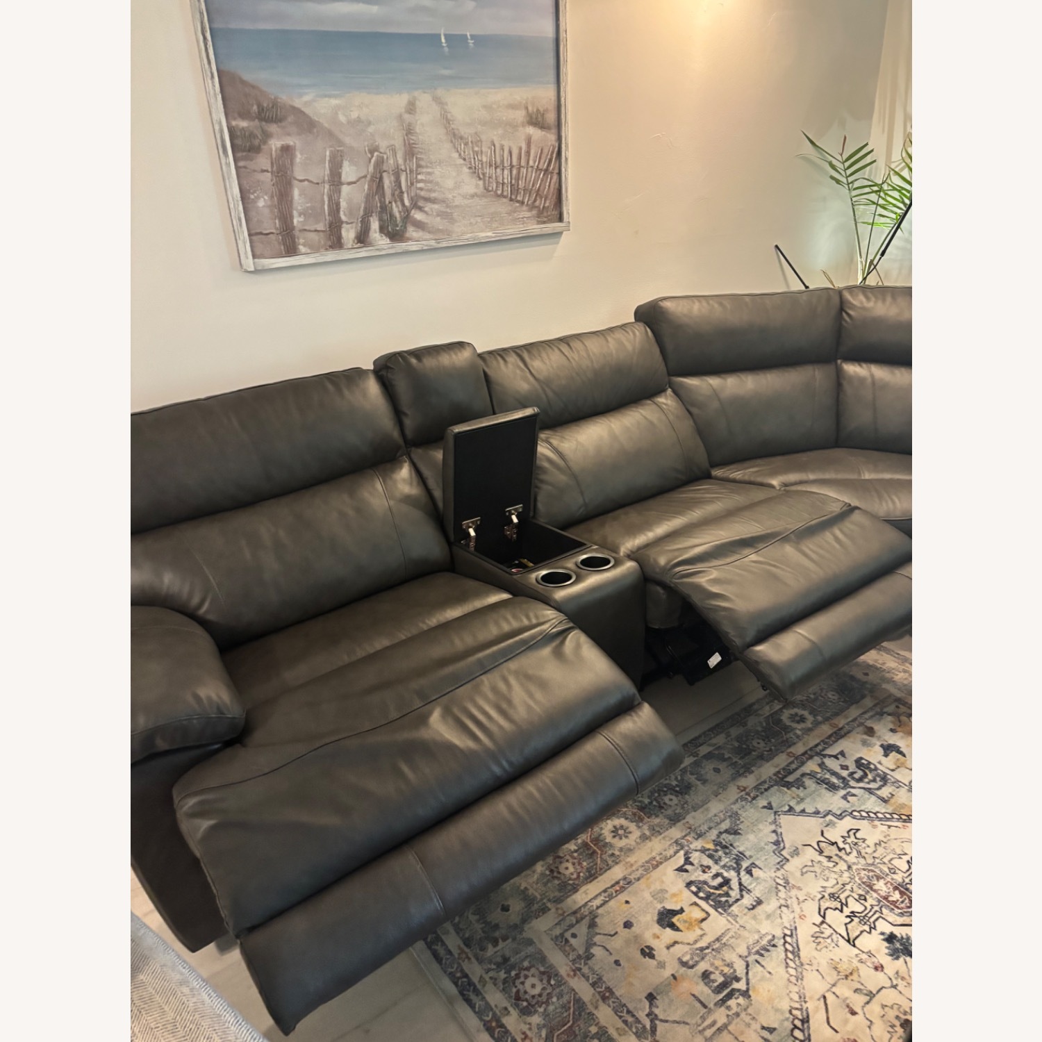 Dark Brown Leather Couch 3+ Piece Sectional - image-3