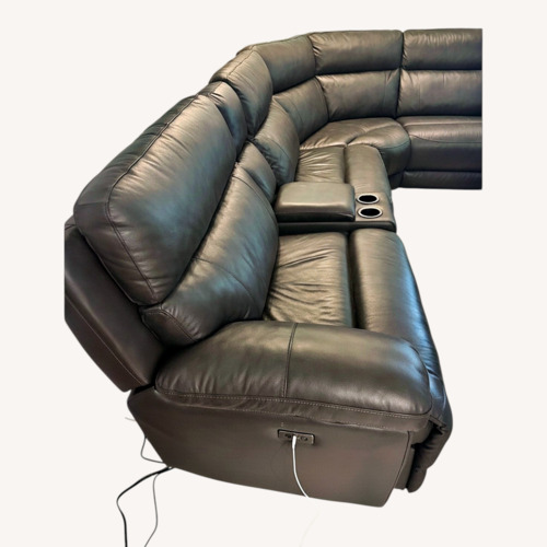 Used Dark Brown Leather Couch 3+ Piece Sectional for sale on AptDeco