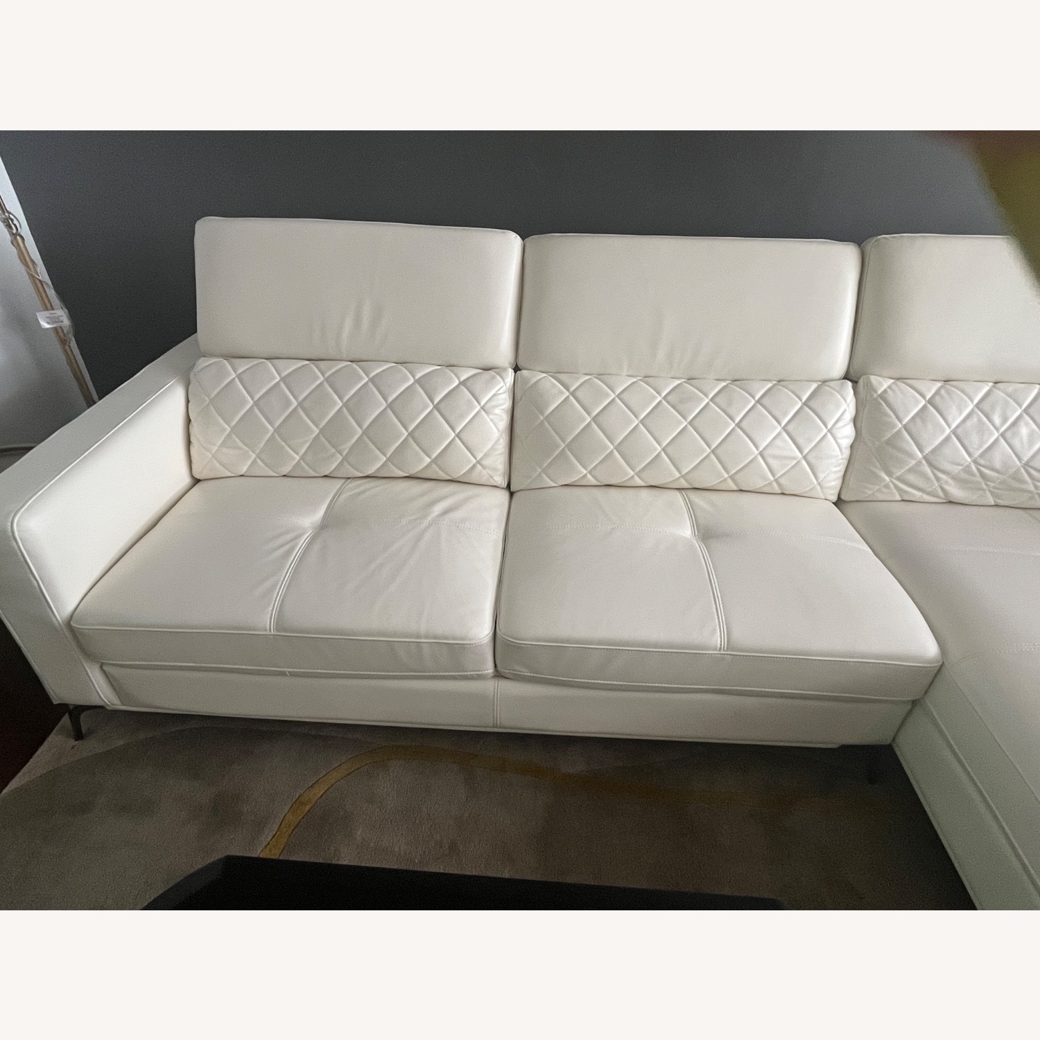 Rooms To Go White Faux Leather 2 Piece Sectional - image-3