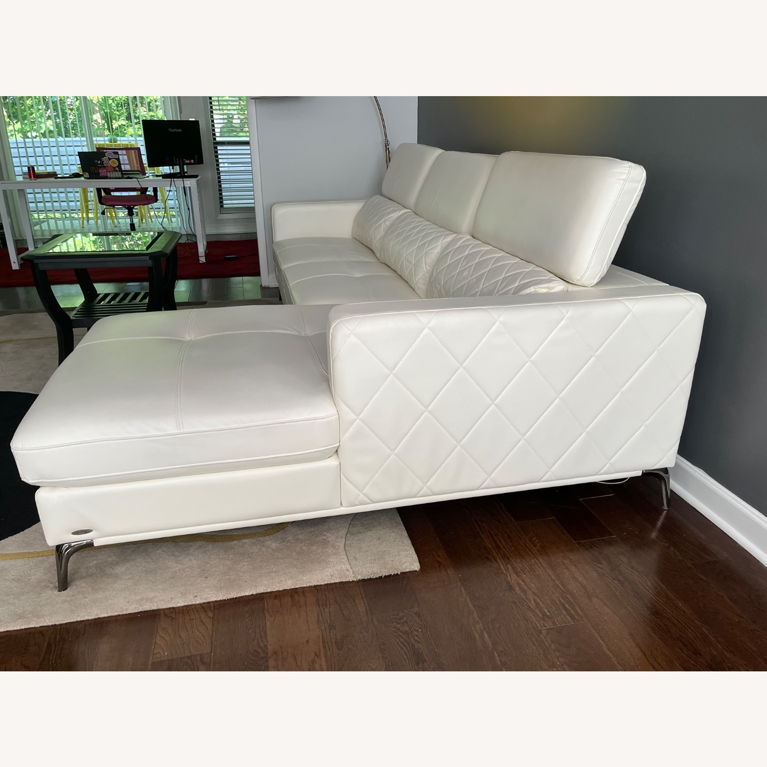 Rooms To Go White Faux Leather 2 Piece Sectional - image-2