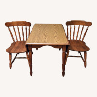 Natural Wood Dining Set 2 Chairs