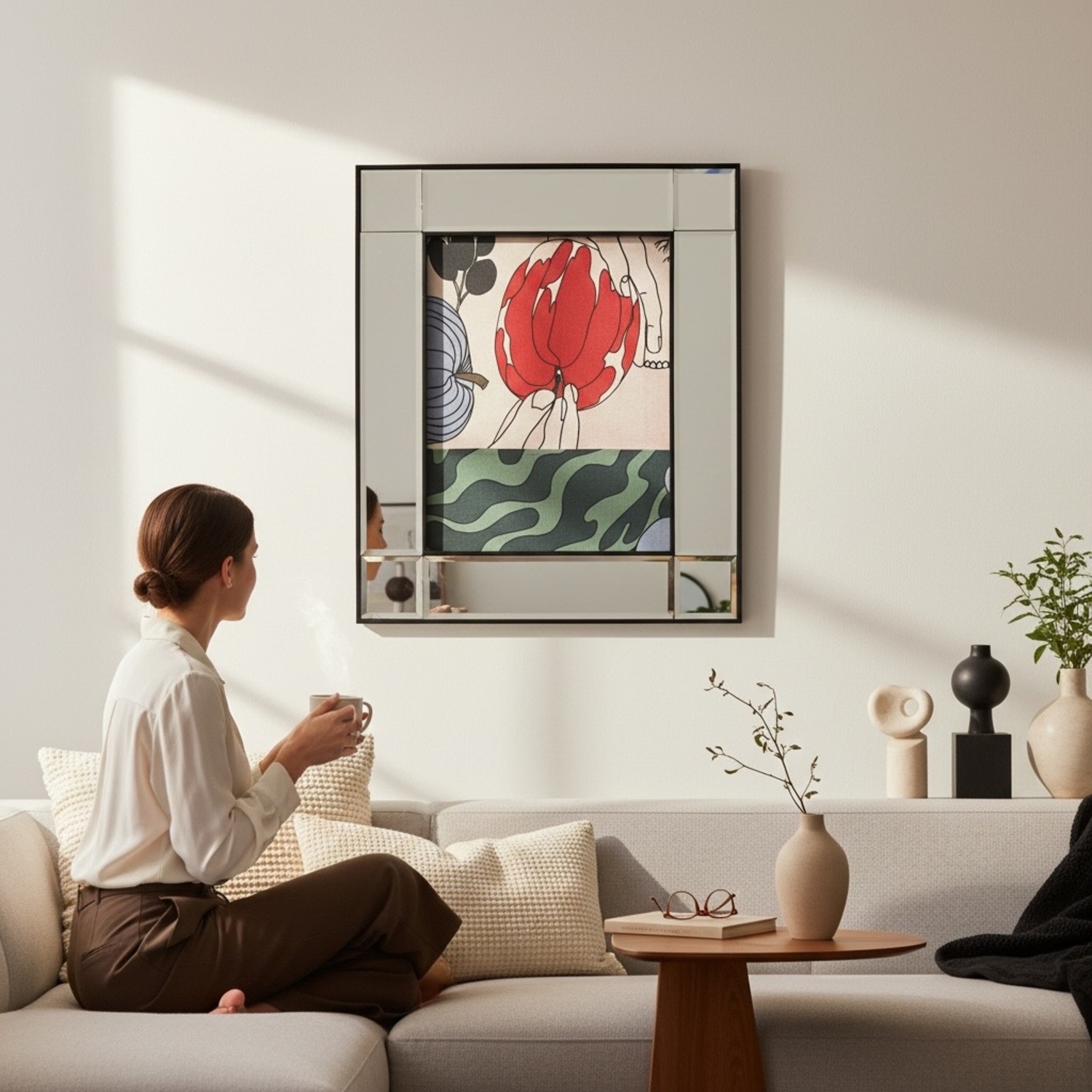 Marimekko Print Mirrored Glass Wall Art - image-4