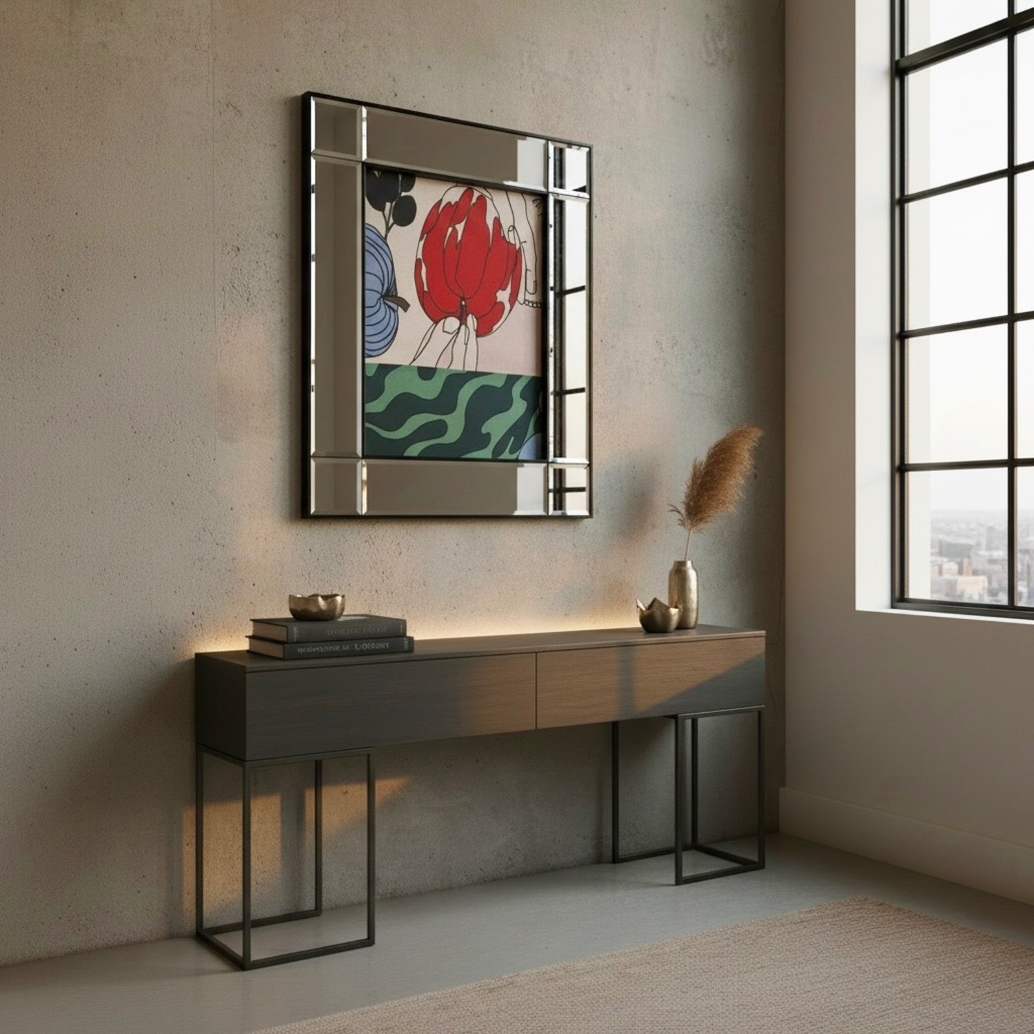 Marimekko Print Mirrored Glass Wall Art - image-5