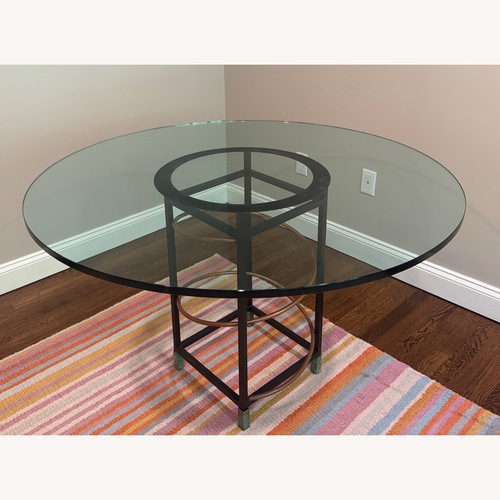 Used Transparent Glass 48” Round Dining Table for sale on AptDeco