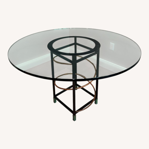 Used Transparent Glass 48” Round Dining Table for sale on AptDeco