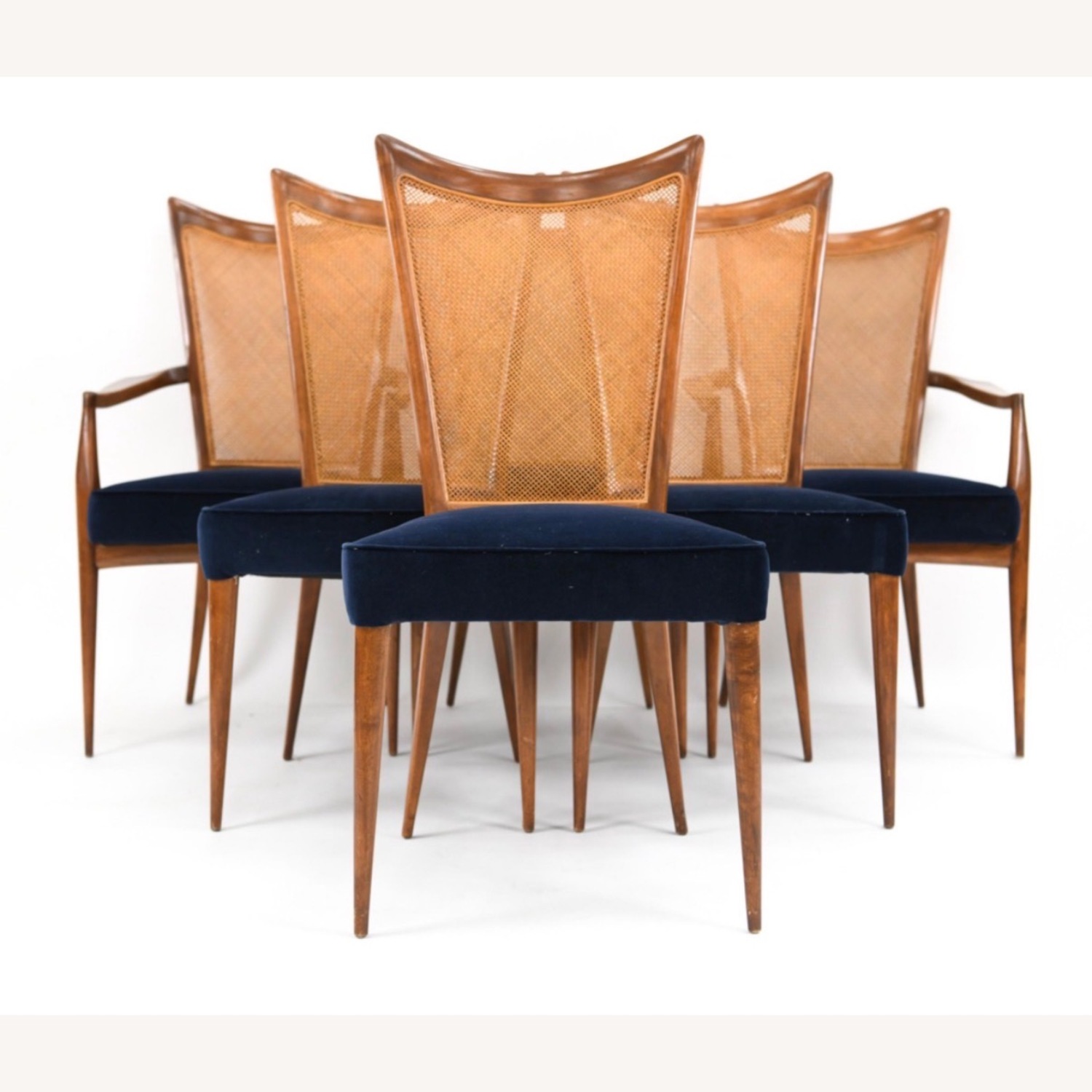 Vintage/Antique Midnight Blue Velvet Dining Chairs - image-1
