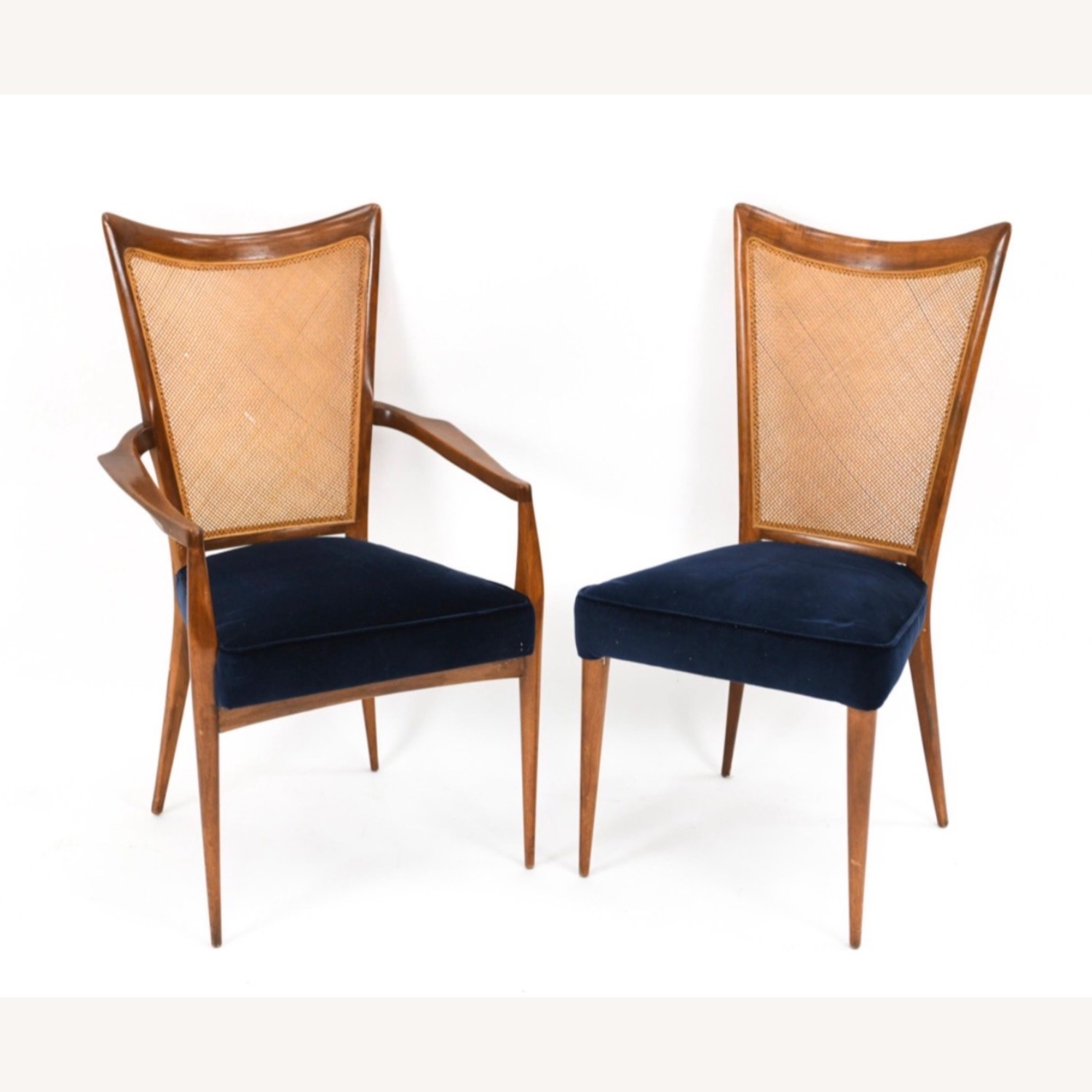Vintage/Antique Midnight Blue Velvet Dining Chairs - image-2
