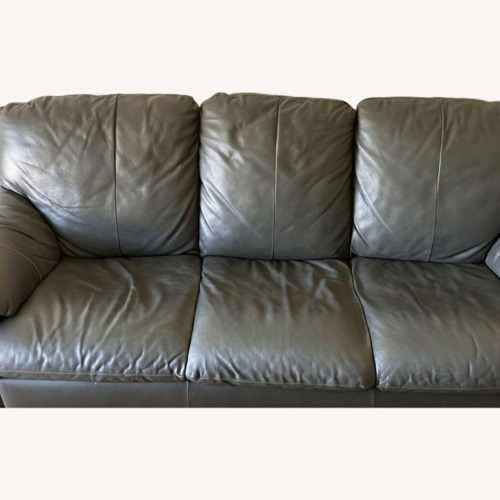 Used Green Leather 2 Seater Sofa for sale on AptDeco