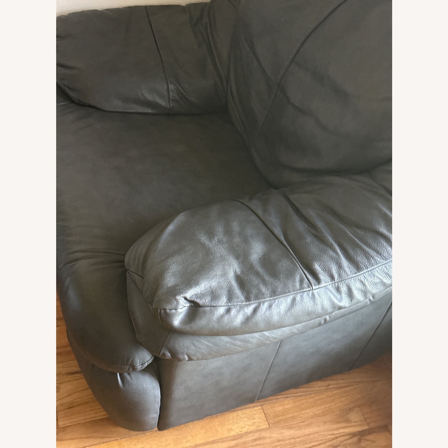 Leather Furniture South Green Leather Loveseat - image-1