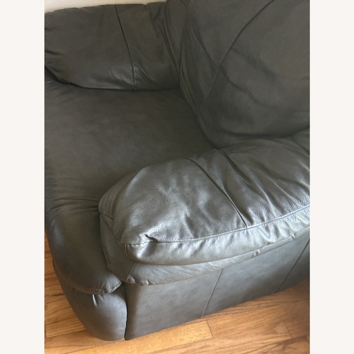 Used Leather Furniture South Green Leather Loveseat for sale on AptDeco