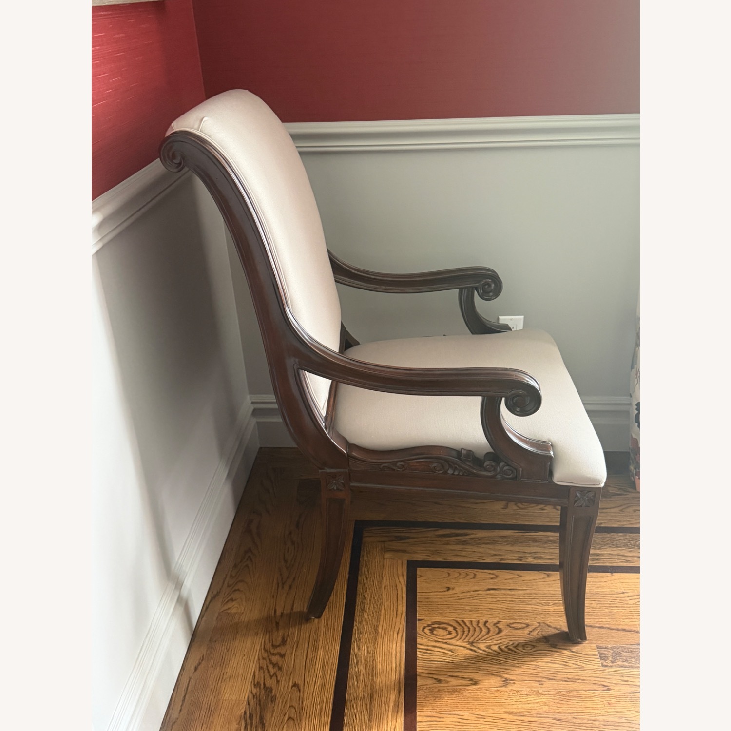 Velvet Multi-Color Stripe Dining Chairs w Arms - image-2