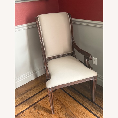 Used Velvet Multi-Color Stripe Dining Chairs w Arms for sale on AptDeco