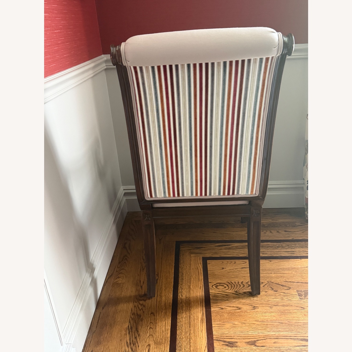 Velvet Multi-Color Stripe Dining Chairs w Arms - image-3