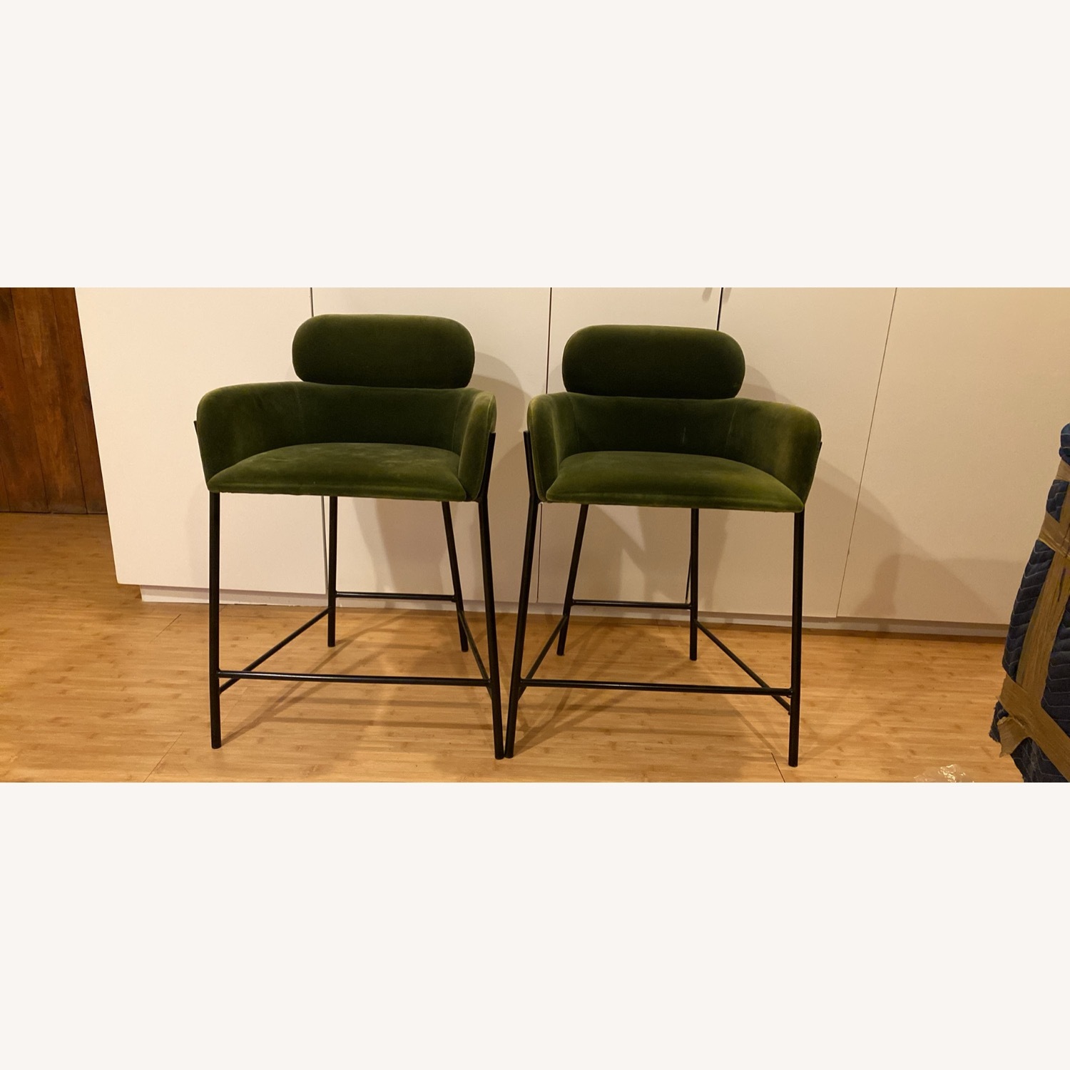 CB2 Azalea Green Velvet Stools - image-4