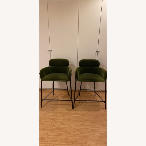 Used CB2 Azalea Green Velvet Stools for sale on AptDeco