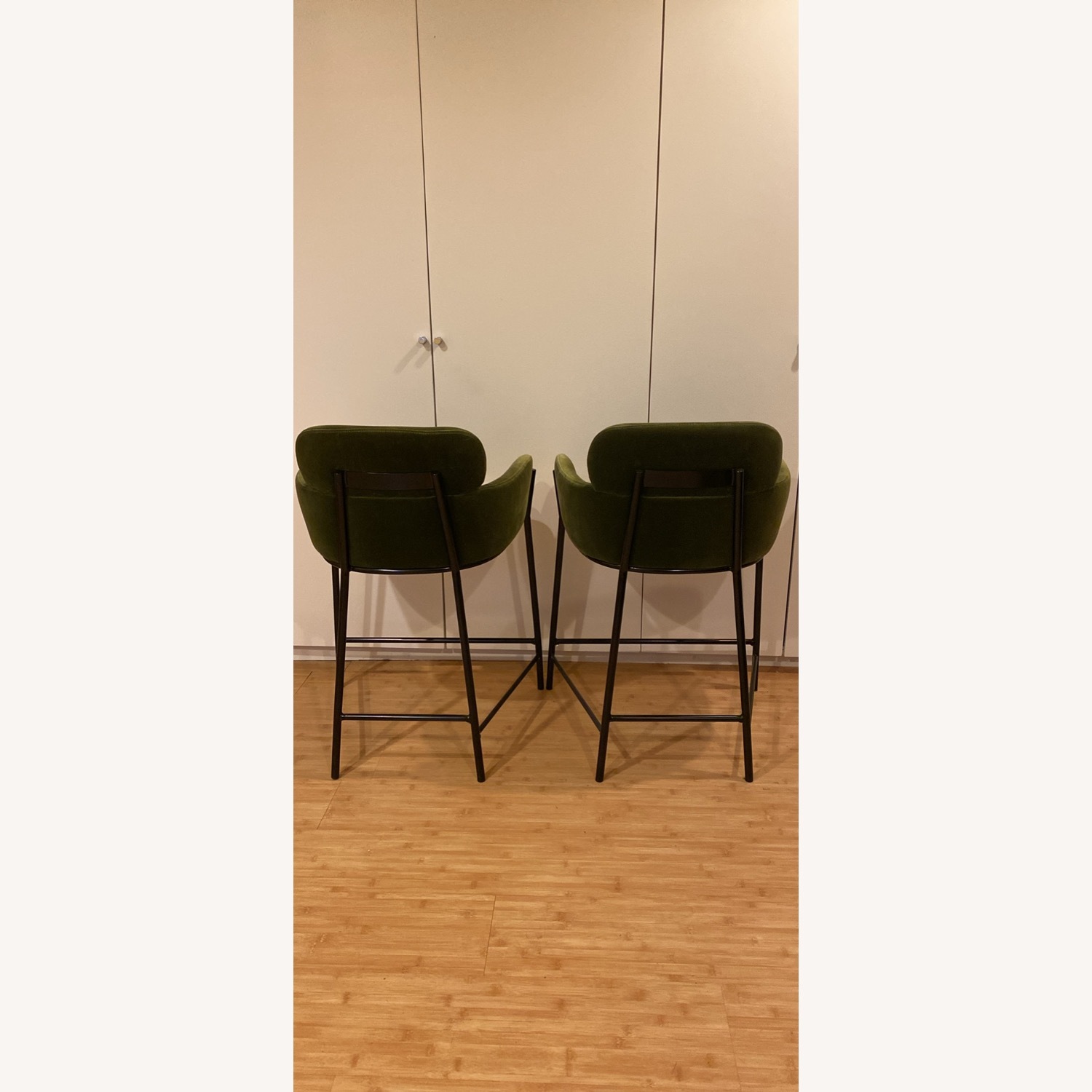 CB2 Azalea Green Velvet Stools - image-2