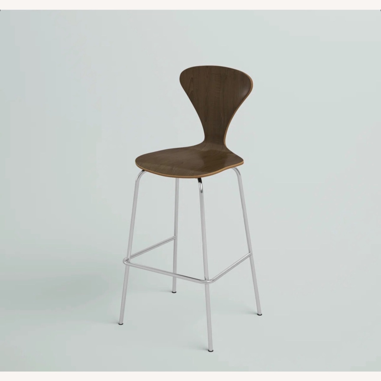 2 Modern Bar Stools in Walnut - image-2