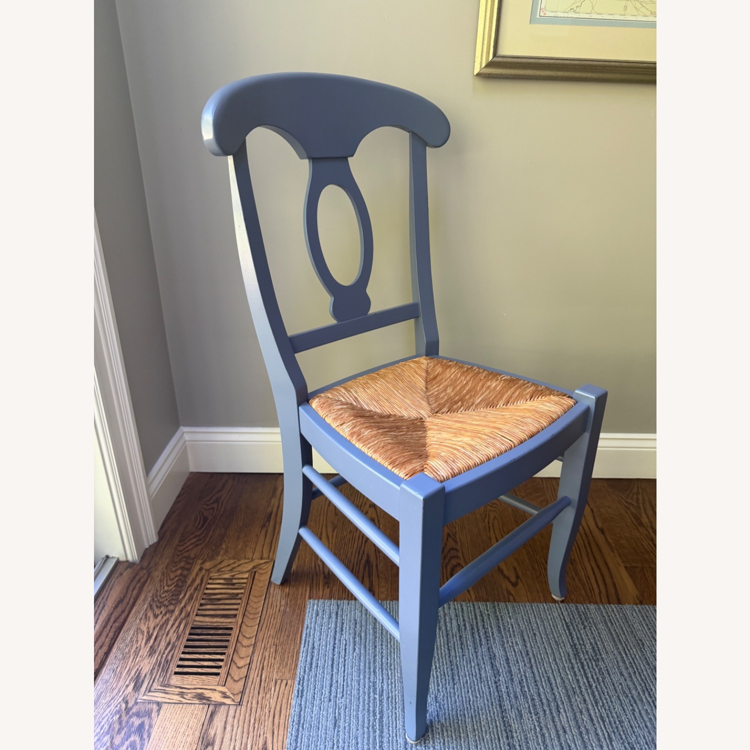 Natural Pine Kitchen Table w 6 Blue Chairs - image-3