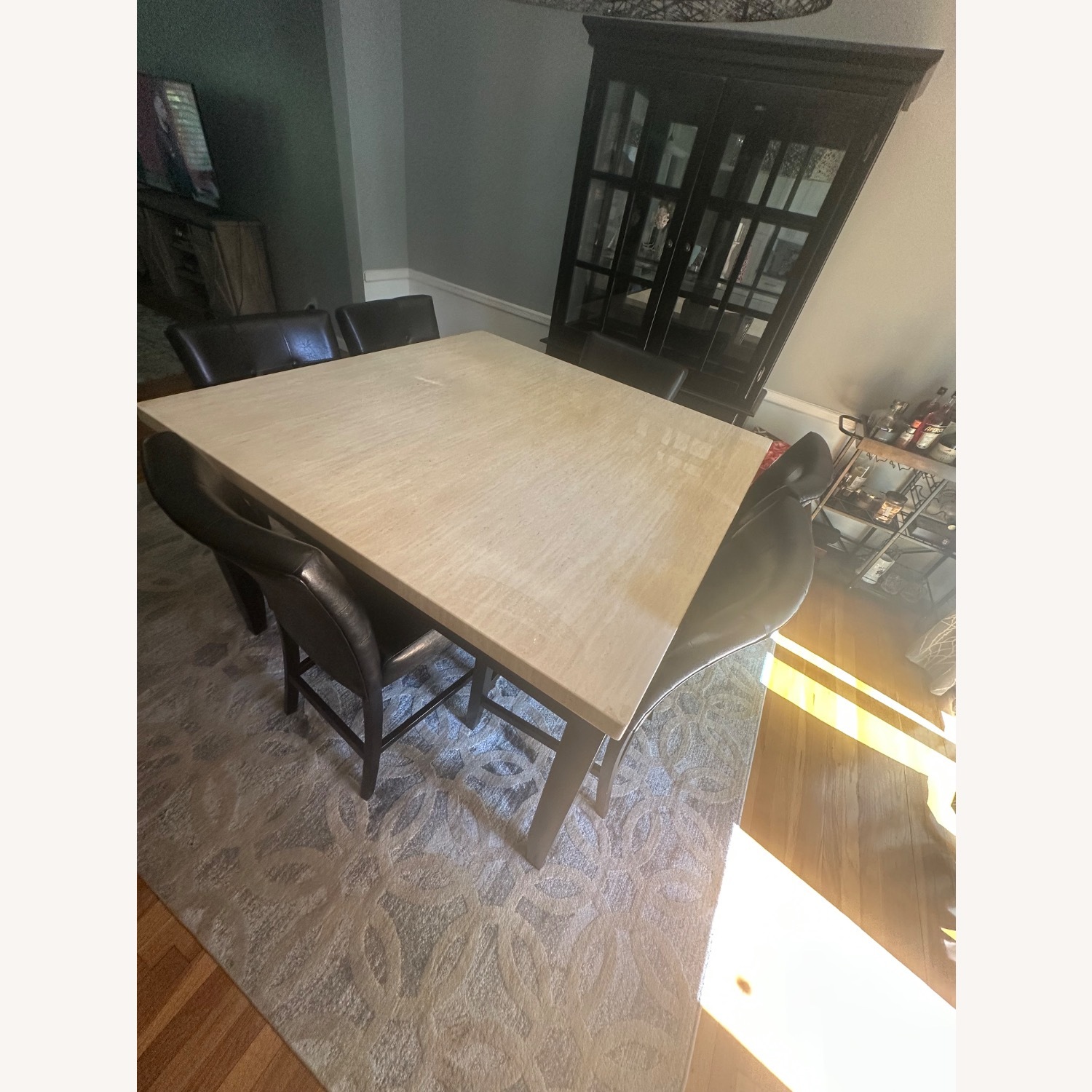 Pub Style Dining Table W/ 6 Pub Chairs  - image-2
