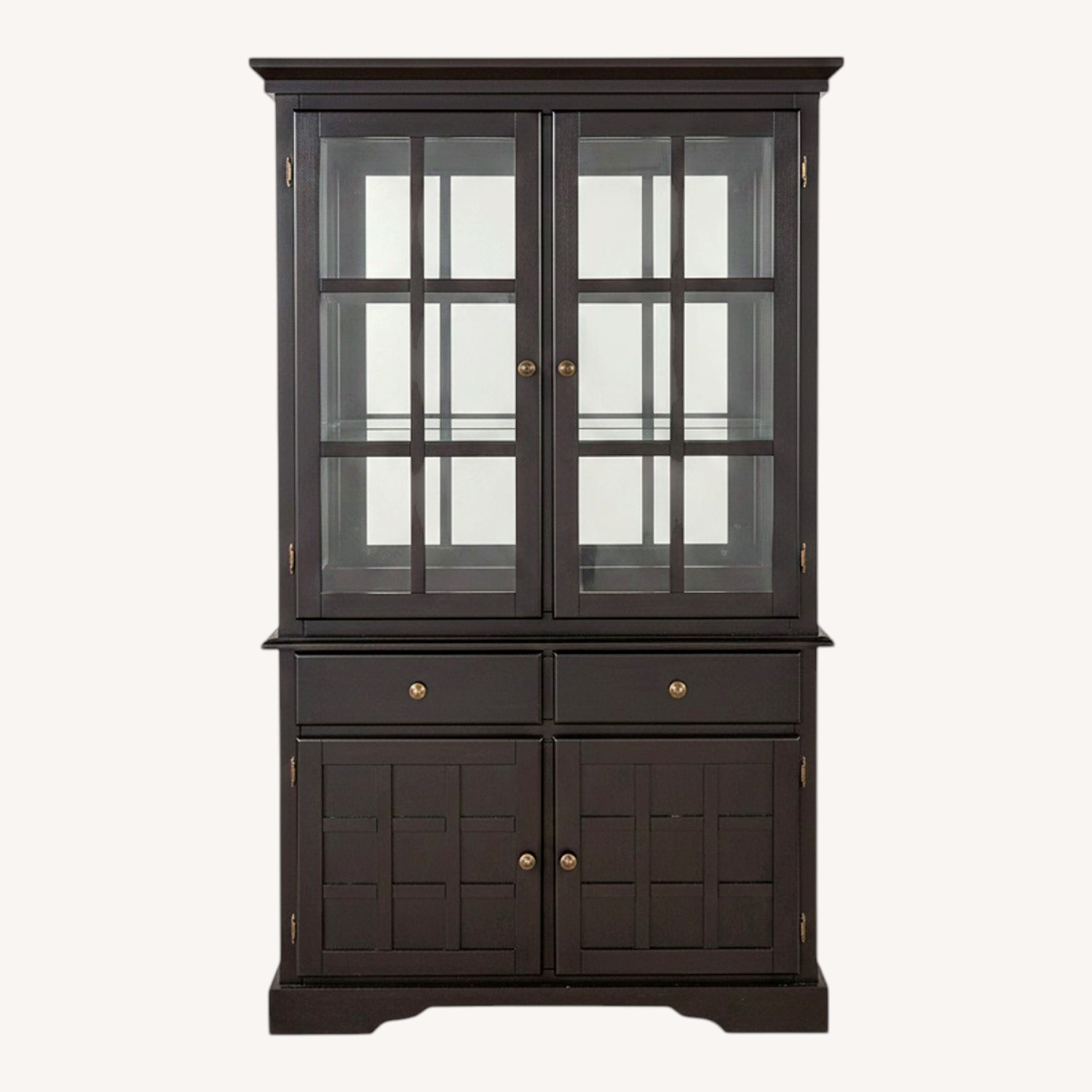 Black Wood China Closet - image-0
