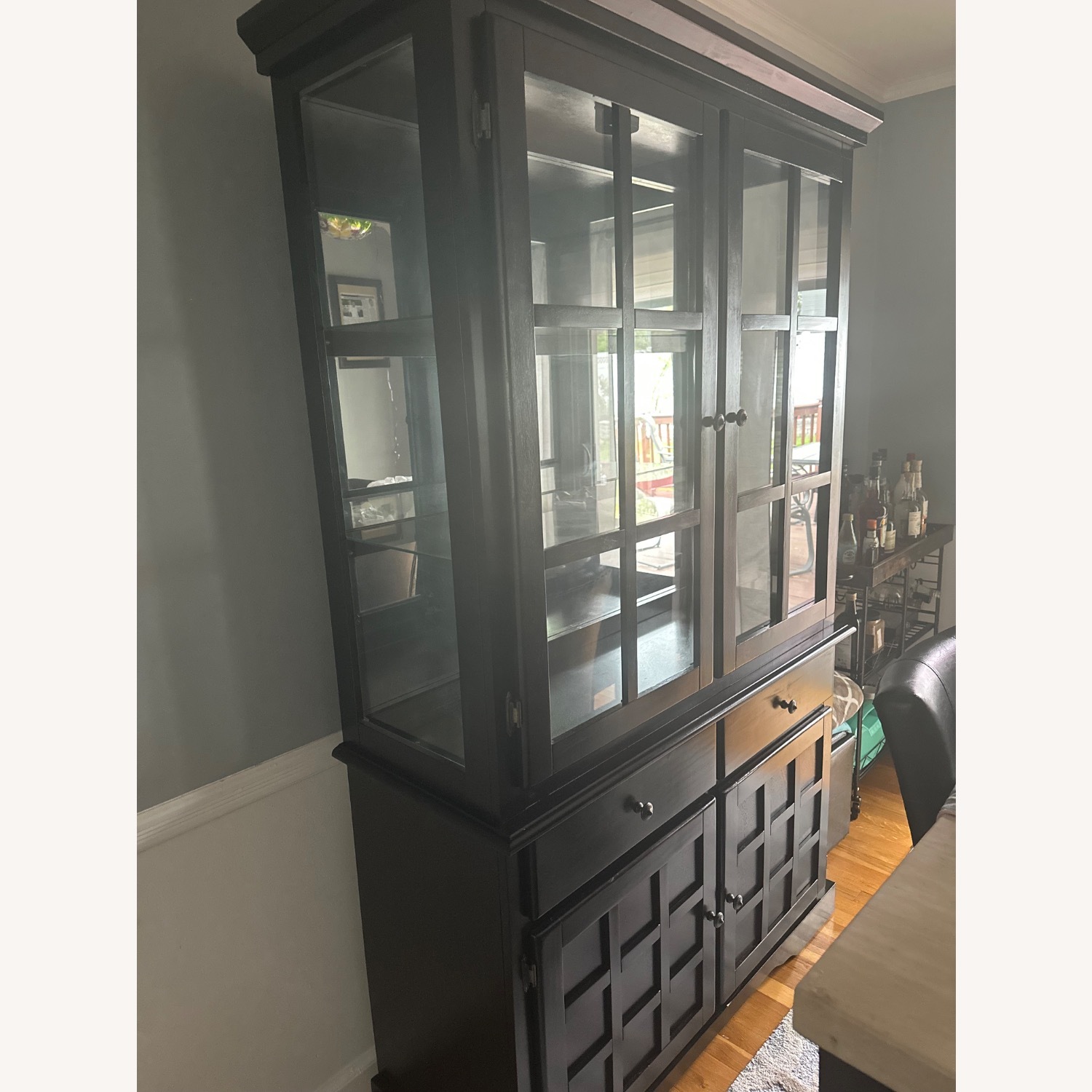 Black Wood China Closet - image-1